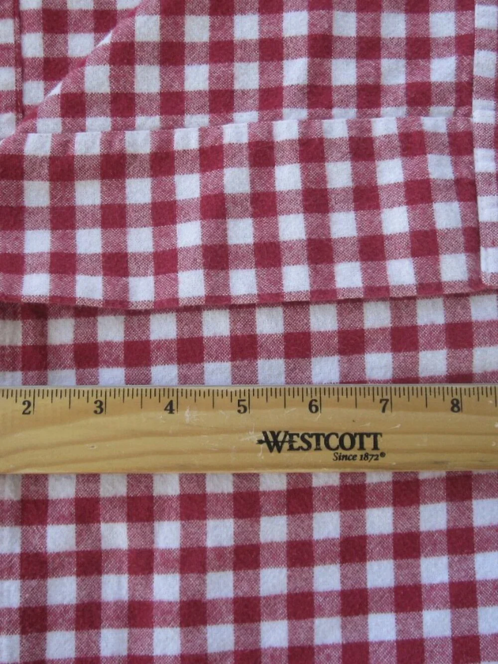 Vintage Pottery Barn Red White Gingham Check Full Sz Flat Flannel Sheet PORTUGAL